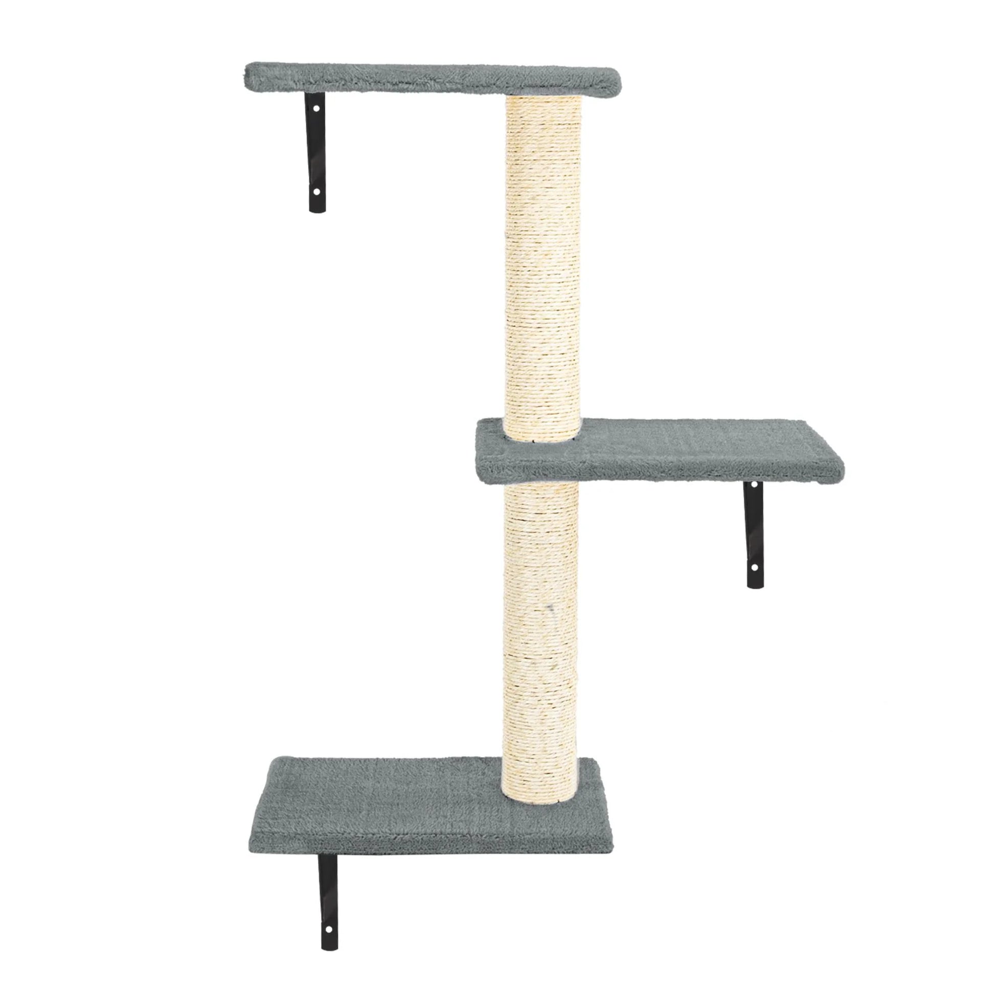 Cat Wall Shelves and Perches Set of 6 with Cat Perch, Indoor Cat Condo for Sleeping Playing Lounging Climbing Cat Tree House, Gray