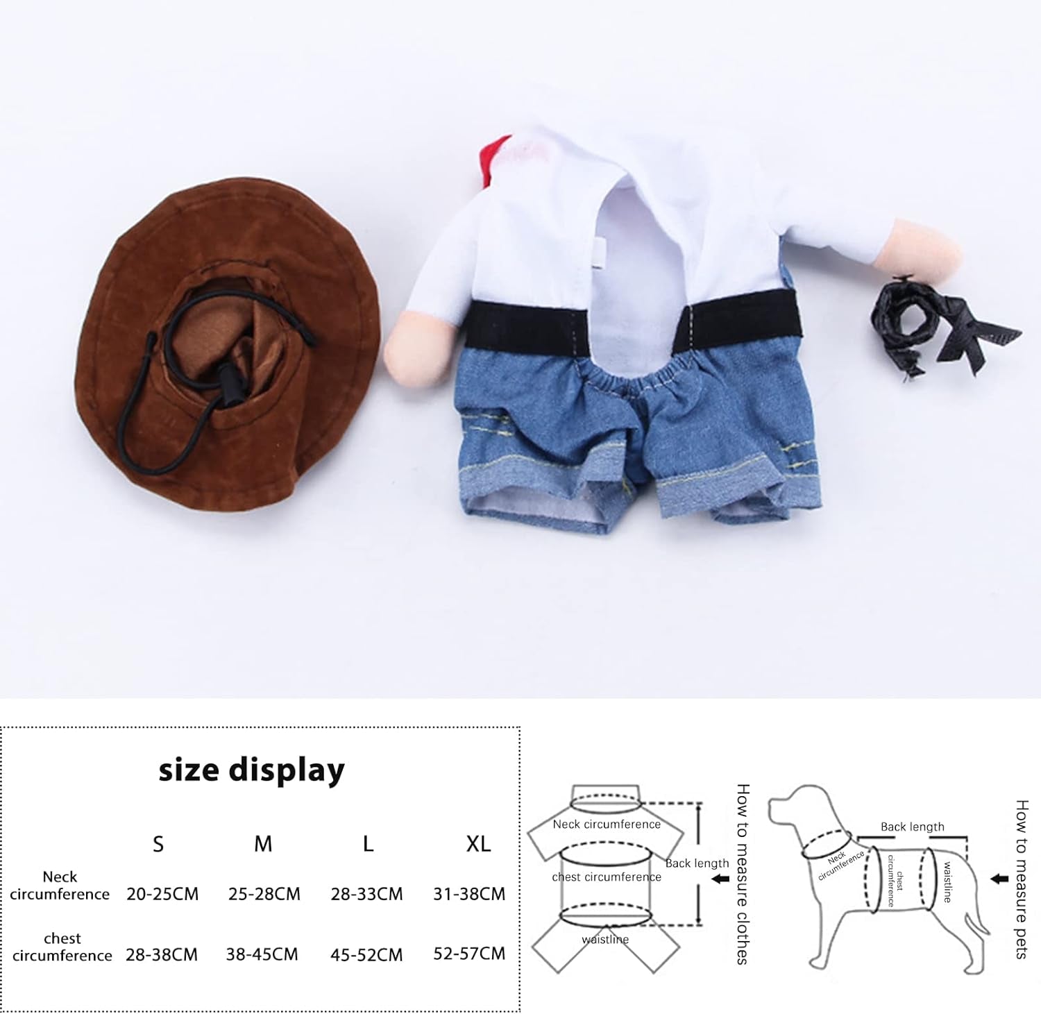 Cowboy Pet Costume, Funny Pet Cowboy Outfit Clothing with Hat for Small Medium Large Dog Cat(L)