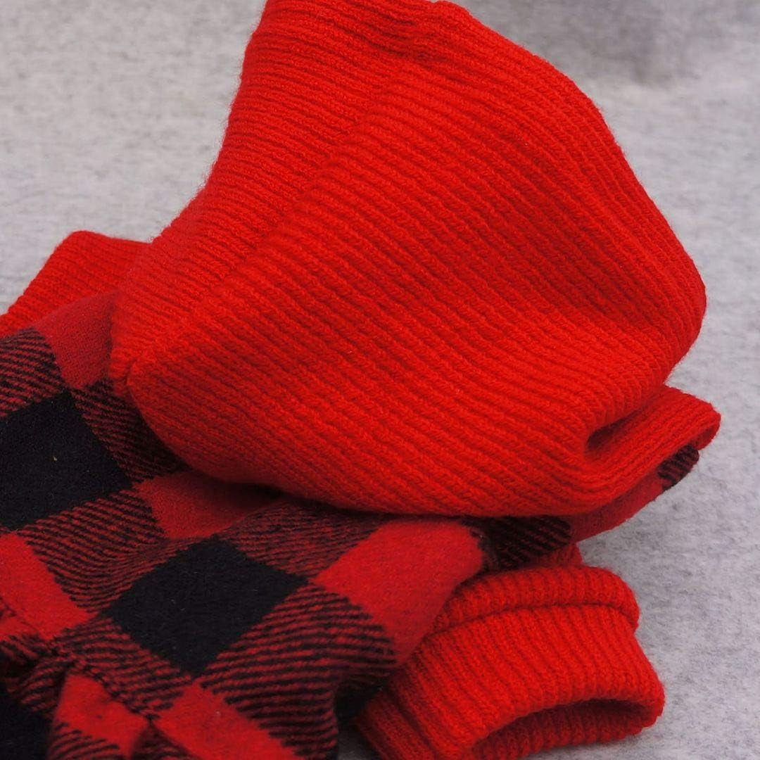 Knitted Plaid Dog Dress Hoodie Sweatshirts Pet Clothes Sweater Coats Cat Outfits Red XS