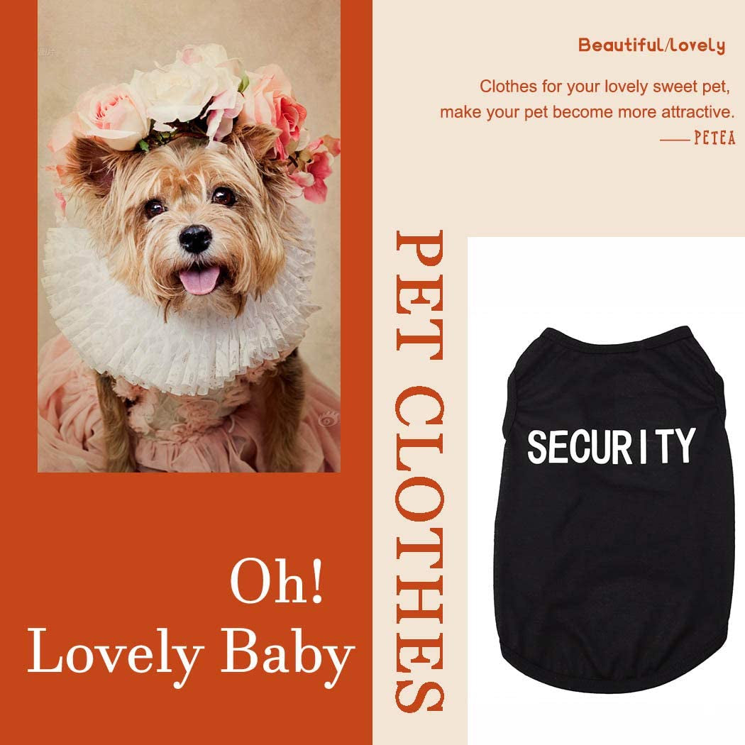 Security Dog Shirt Summer Clothes Pet Puppy T-Shirts Cotton Vest Clothes for Dogs and Cats (S, Black)