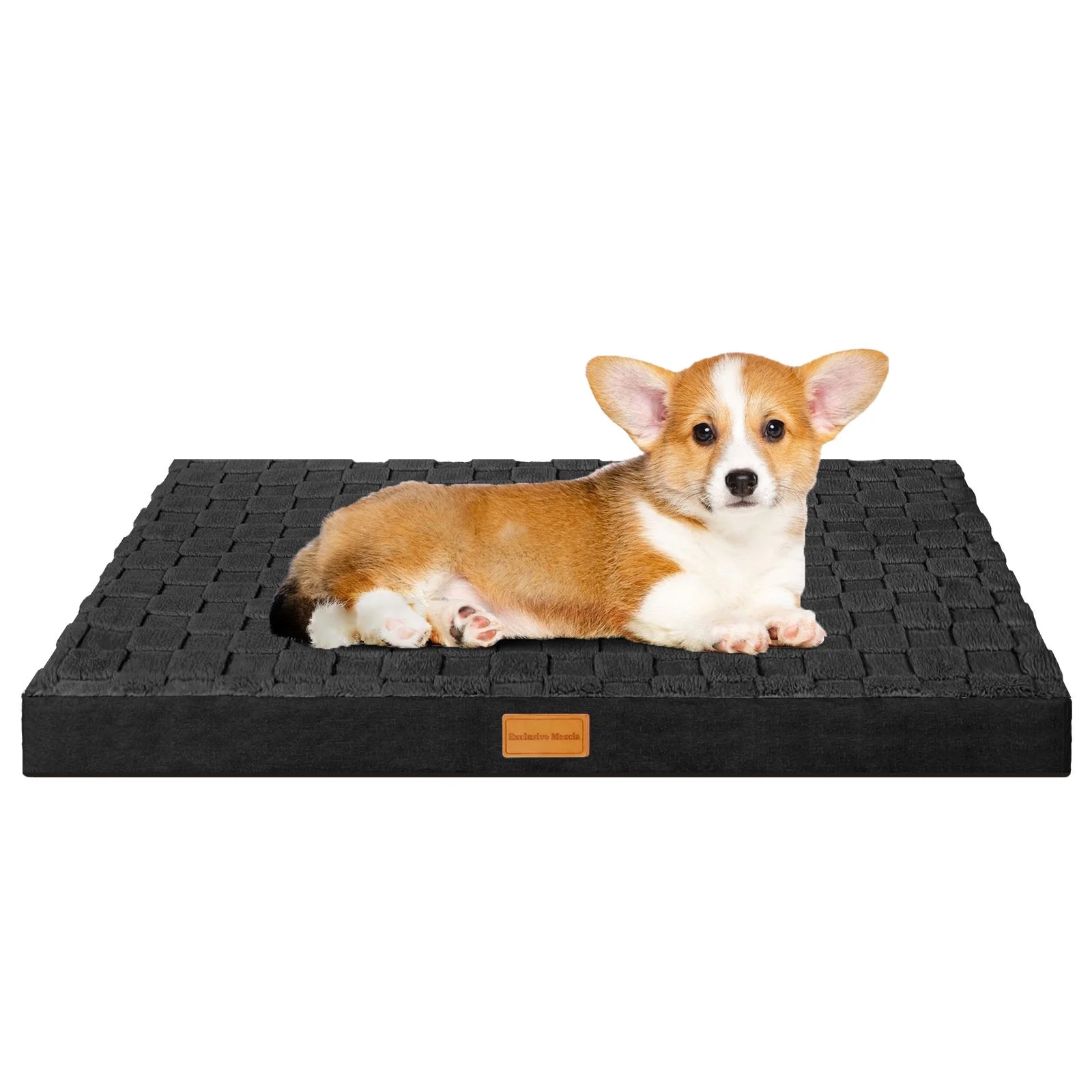 Checkered Orthopedic Dog Bed for Small Dogs 20''X15'', Waterproof Removable Washable Cover, Egg Crate Foam Pet Bed Mat, Black