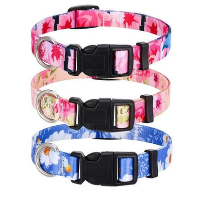 3 Packs Dog Collar with Patterns, Adjustable Dog Collars for Small Medium Large Dogs (M)