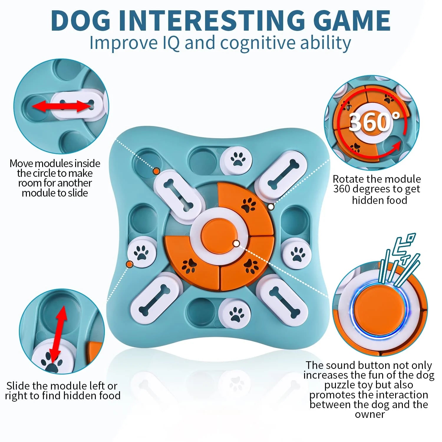 Dog Puzzle Toys, Treat Dispensing Dog Enrichment Toys for IQ Training and Brain Stimulation, Interactive Mentally Stimulating Toys as Gifts for Puppies, Cats, Dogs