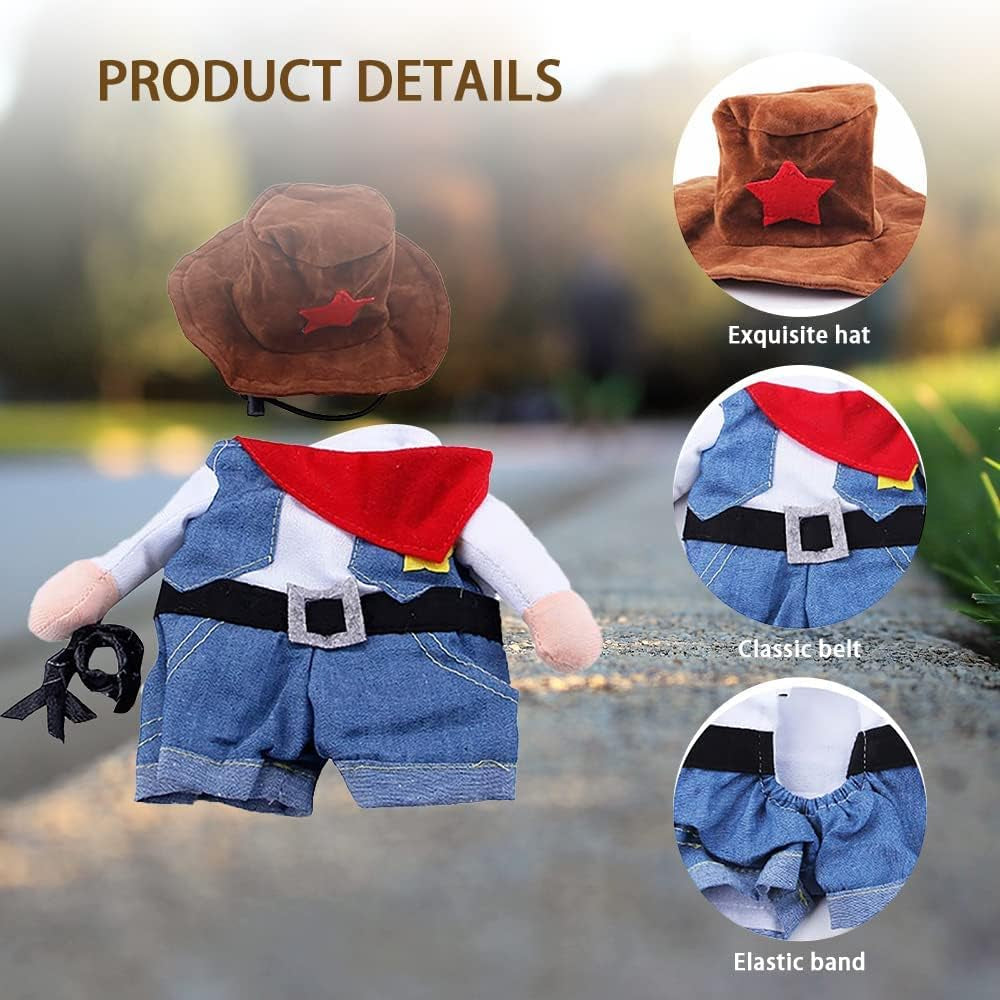 Cowboy Pet Costume, Funny Pet Cowboy Outfit Clothing with Hat for Small Medium Large Dog Cat(L)