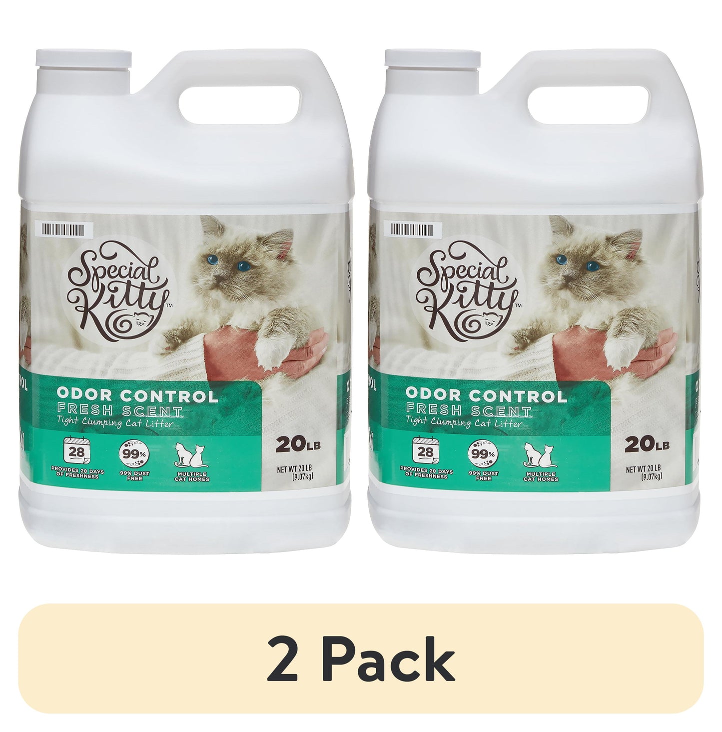 (2 Pack)  Scoopable Tight Clumping Cat Litter, Fresh Scent, 20 Lb