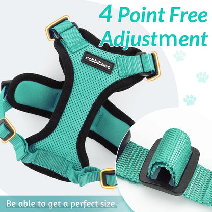 Cat Harness and Leash for Walking, Escape Proof Soft Adjustable Vest Harnesses for Cats, Easy Control Breathable Reflective Strips Jacket, Turquoise Green