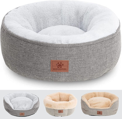 Cat Beds for Indoor Cats,Small Dog Bed,Cuddler Dog Beds,Calming Dog Bed Donut,Soft Anxiety Cozy Pet Beds,Puppy Bed for Small/Medium Dogs Washable Roun